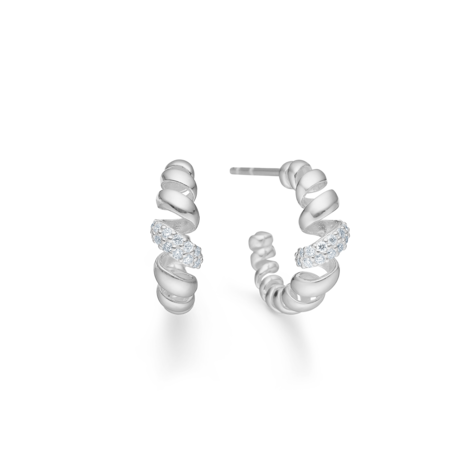 SWIRL W. TOPAZ øreringe i sølv med hvid topas.