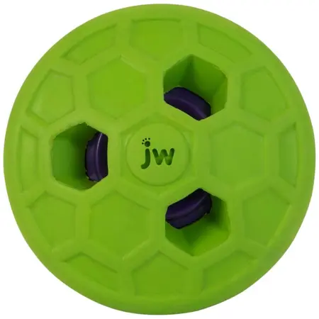 JW Natural Sounds Rumbler rundt grønt hundelegetøj med tre lydåbninger