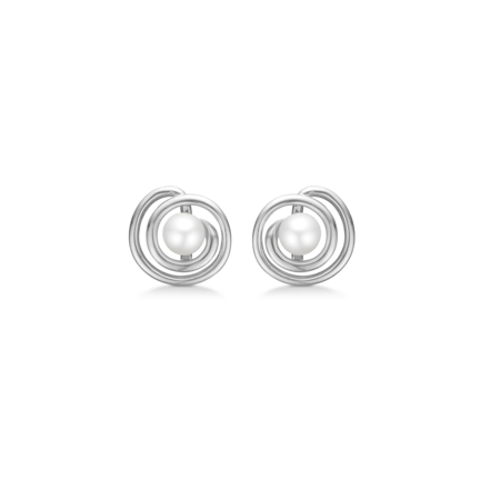 SWIRL W. PEARL earrings in silver with pearl | Danish design by Mads Z