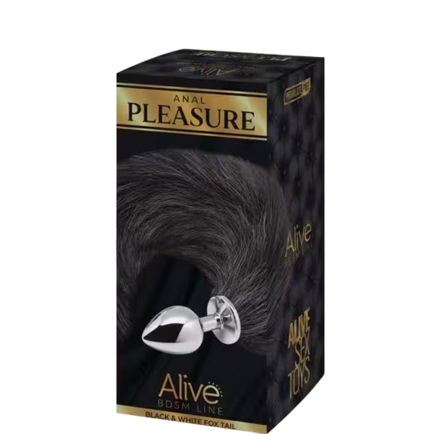 Anal Pleasure - Black & White Fox Tail Medium