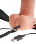 Hul naturtro vibrator med testikler, elastisk justerbar rem og indbygget vibration styret fra testiklen