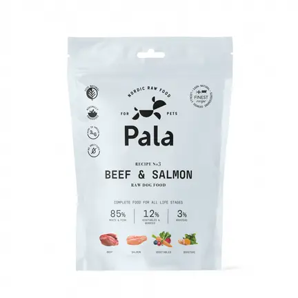 Pala Dry Raw Food Oksekød & Laks 400g lufttørret barf med okse og laks
