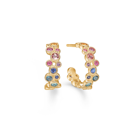 LUXURY RAINBOW earrings in 14 karat gold with a mix of gemstones