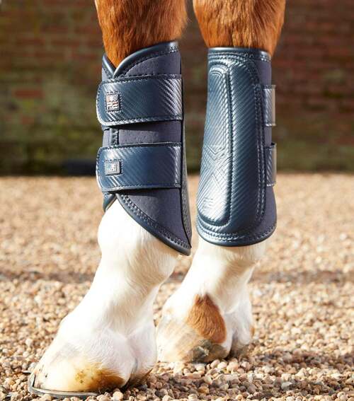 Premier Equine Carbon Air-Tech Double Locking Brushing Boots - L, Navy