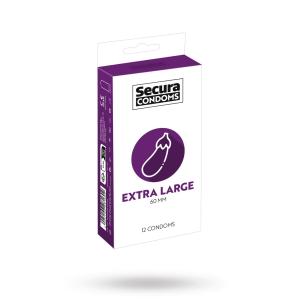 Secura Condoms Extra Large 60mm – ekstra brede latexkondomer med glidecreme, 12 stk