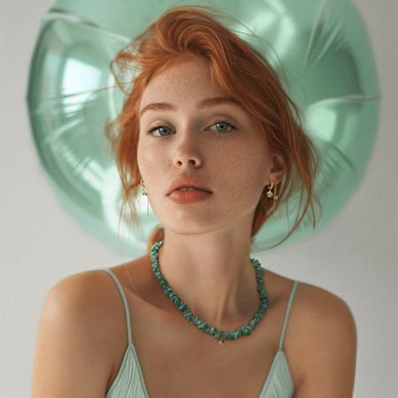 AI-model iført Ocean Aura stenhalskæde udført i 925 ren sterlingsølv med 18 karat forgyldning.