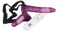 Lilla dobbelvibrator i glat PVC med to individuelt regulerbare vibratorer til vaginal og anal brug