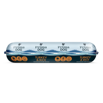 PrimaDog Kødpølse 800gram med kalkun