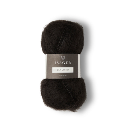 garnnoegle isager silk mohair farve 34 mørkebrun garn