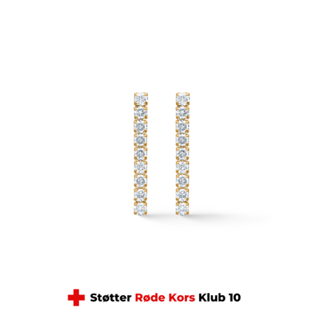 Tennis øreringe udført i 925 sterling sølv belagt med 18 karat forgyldning isat zirkonia | studio.z x Rødekors