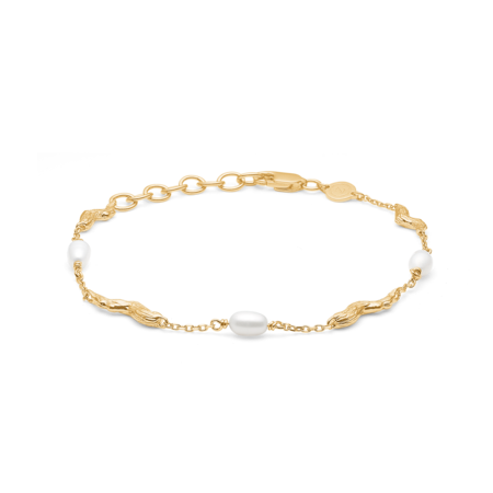 Tangled armbånd udført i 925 ren sterlingsølv belagt med 18 karat forgyldning med kulturperler.