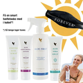 Forever Summer Kit med Aloe Scrub, Aloe Moisturizing Lotion, Aloe First, Aloe Vera Gelly ogbæltetaske