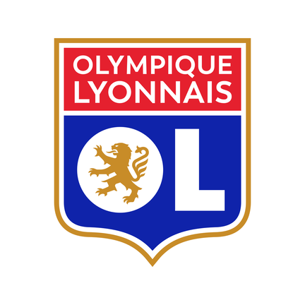 Olympique Lyonnais klublogo på hvid baggrund til rundt sukkerprint og kageprint Ø2–28 cm