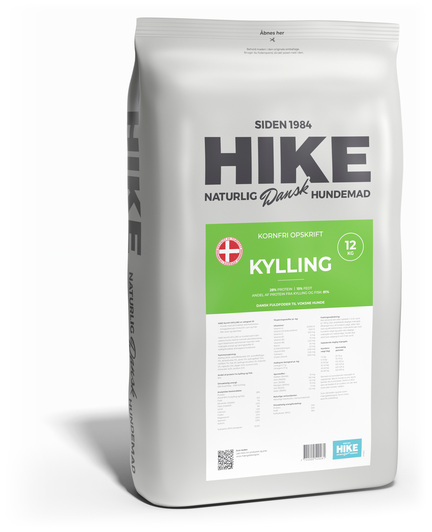 Hike Kylling 12 kg tørfoder til voksne hunde med normal aktivitet. Med kylling og fisk