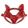 Bad Kitty Cat Mask i rød – erotisk kattemaske til rollespil, dominans og BDSM, fleksibelt materiale, frækt og elegant design.