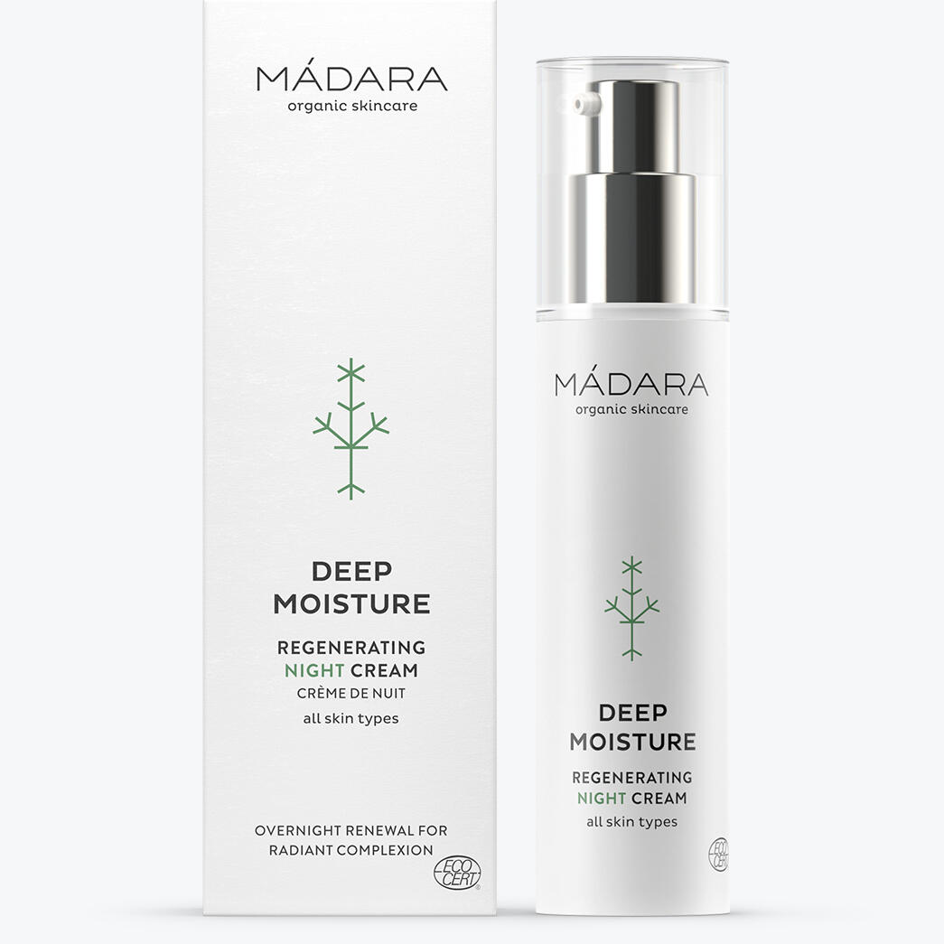 Mádara, Deep Moisture Regenerating Night Cream, 50 ml. - Ansigtspleje, Hudpleje, Fugtboost, Natcreme, Nat Creme, Fugt Creme, Hyaluronsyre, Dermatologisk Testet