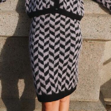 Billie Jean Skirt og Jacket af Popknit – matchende sæt i tofarvet jacquard, Isager Archives 2