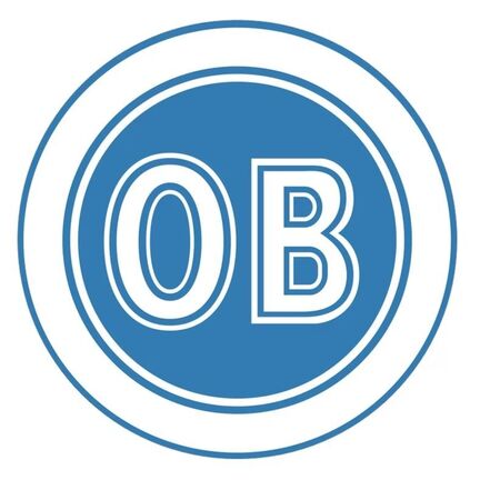 Rundt OB Odense Boldklub kageprint med navn til personlig fodboldkage