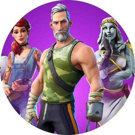 Rundt Fortnite sukkerprint med veteransoldat og heltehold