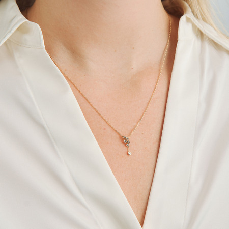Diamond Dew pendant in 14-carat gold, as shown on the model