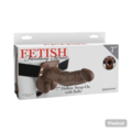 Hul naturdildo med fyldige testikler og elastisk justerbar strap-on harness i hudfarvet design