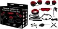 Power Escorts Kinky Nurse Bondage Box – komplet BDSM-sæt i sort og rød.