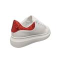Dame sneakers hvid/rød glimmer