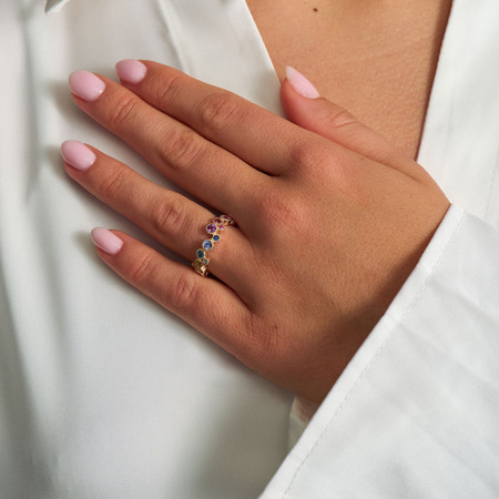 LUXURY RAINBOW ring in 14-carat gold, as shown on the model | Mads Z