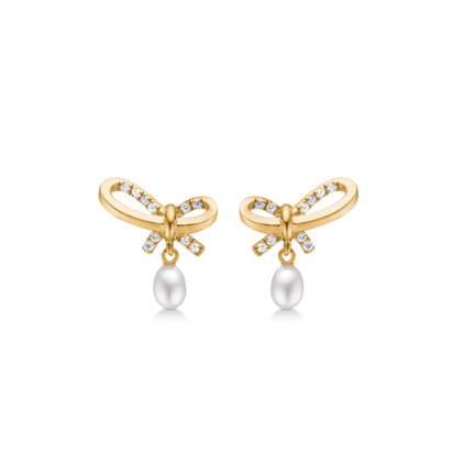 MISS BUTTERFLY pearl earrings in 14 karat gold | Danish design by Mads Z