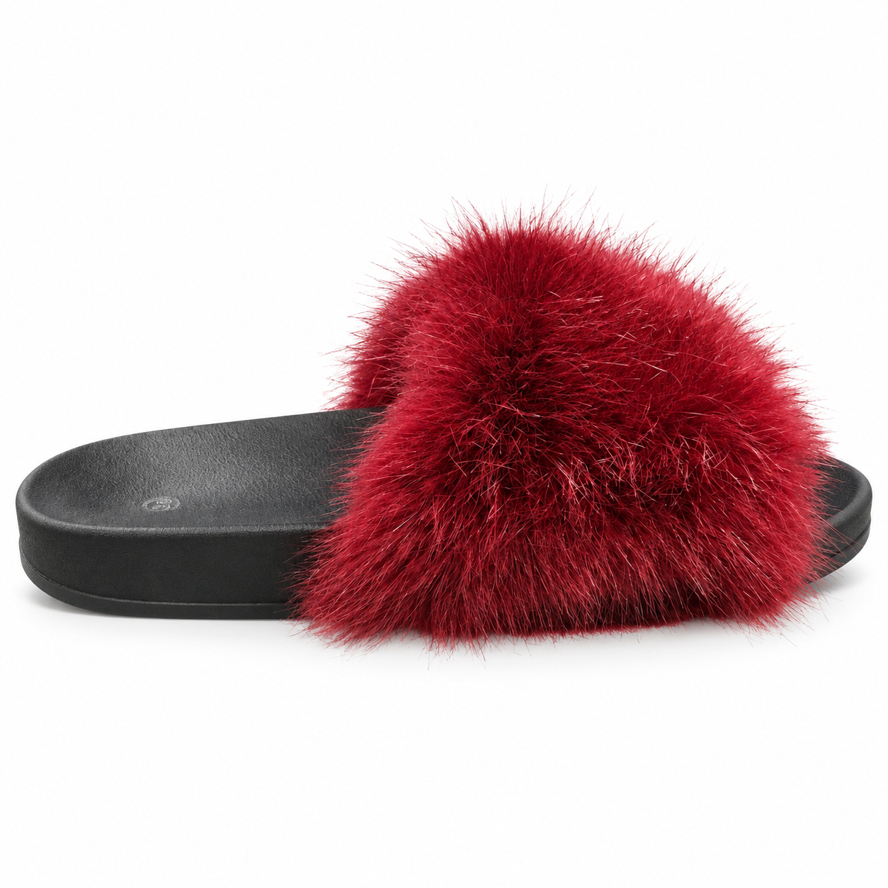 Sandaler Med Bred Rem I Pelslook  Bordeaux - 36