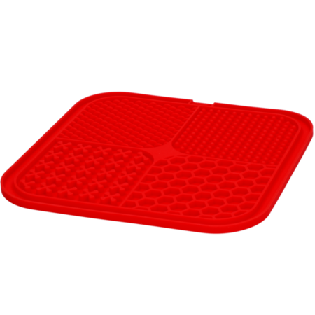 Eat Slow Live Longer Lick Mat Quad (20 x 20 cm) rød
