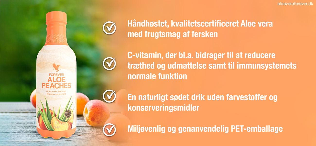 Forever Aloe Peaches Aloe vera drik juice fra Forever Living i PET-emballage 1 liter