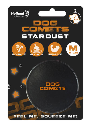 Dog Comets Ball Stardust  - M, sort/orange