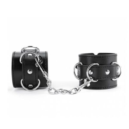 Black wrist cuffs fra Argus Fetish i slidstærkt materiale med justerbar lukning