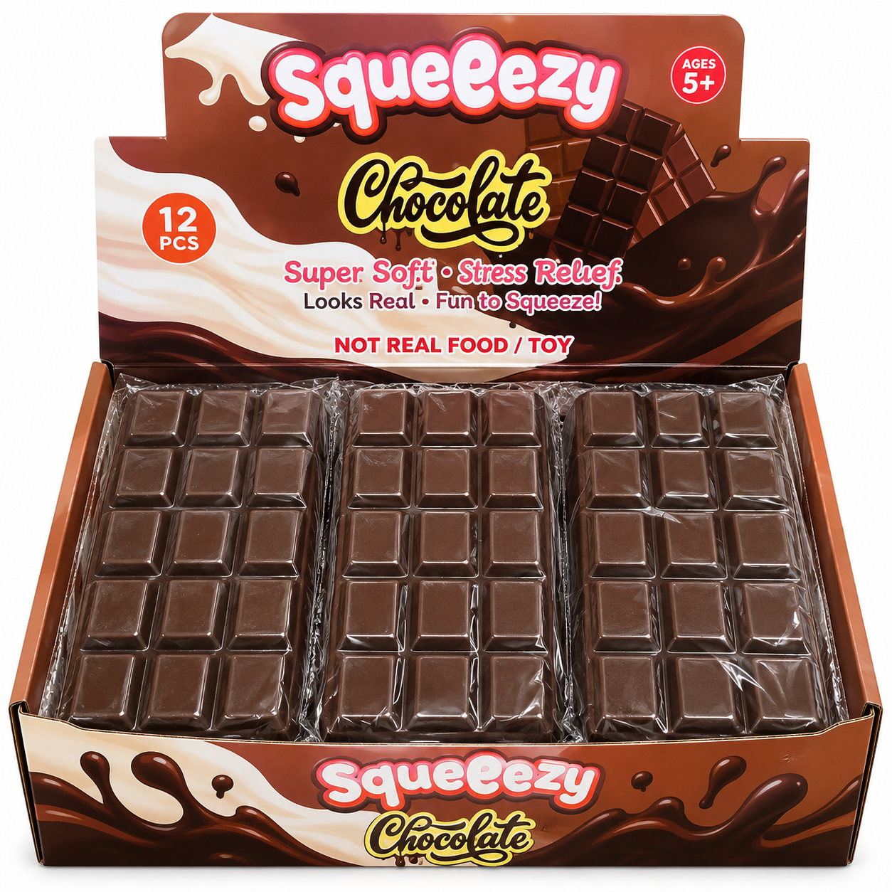 Chocolate Bar Squishy Stor Blød Chokoladebar