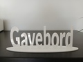 Gavebords skilt hvid akryl