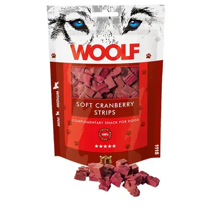 WOOLF Soft Cranberry Strips | 100 g | Hundegodbidder