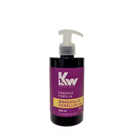KW Ørredolie 250 ml – Dansk fiskeolie til hund med sund hud og blank pels