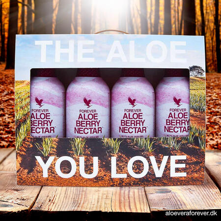 Pakke med 4 stk. Forever Aloe Berry Nectar juice med Aloe vera og tranebær