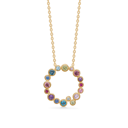 LUXURY RAINBOW PETITE pendant in 14 karat gold with brilliant-cut gemstones.