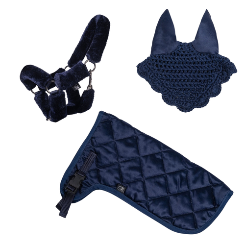 HKM kæphest sæt med plysgrime - Navy