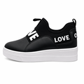 Sort dame sneakers med LOVE print og platform sål