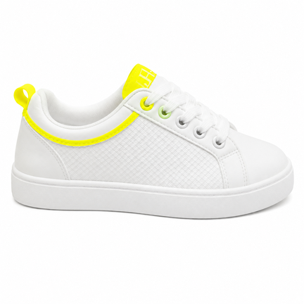 Hvid sneaker med neon-gule detalje
