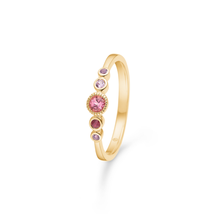 PINK POETRY ring in 14 karat gold with genuine gemstones | Danish design by Mads Z