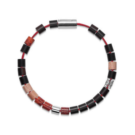 Montanita Bay bracelet in red nylon with silver clasp | Black Sun