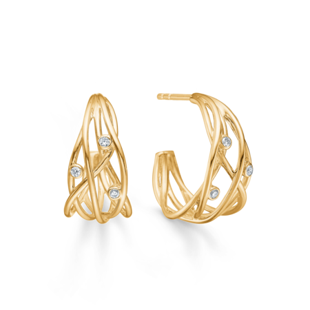 DIAMOND NEST earrings in 14 karat gold with 0.09 ct.W.SI diamonds.