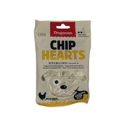 Dogman Chicken Chip Hearts - 4 stk. - Hvid - S - 10 cm