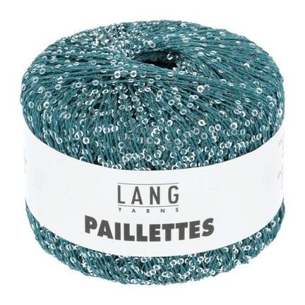 garnoegle af maerket paillettes fra lang yarns i farven petrol og silver