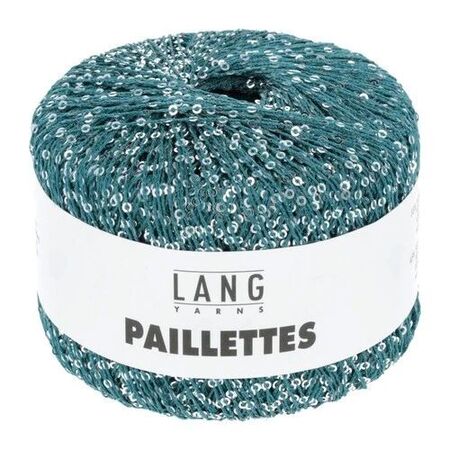 garnoegle af maerket paillettes fra lang yarns i farven petrol og silver