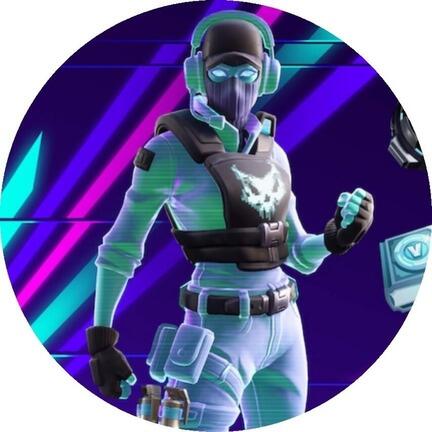 Rundt Fortnite sukkerprint med hologramkriger i neonlys